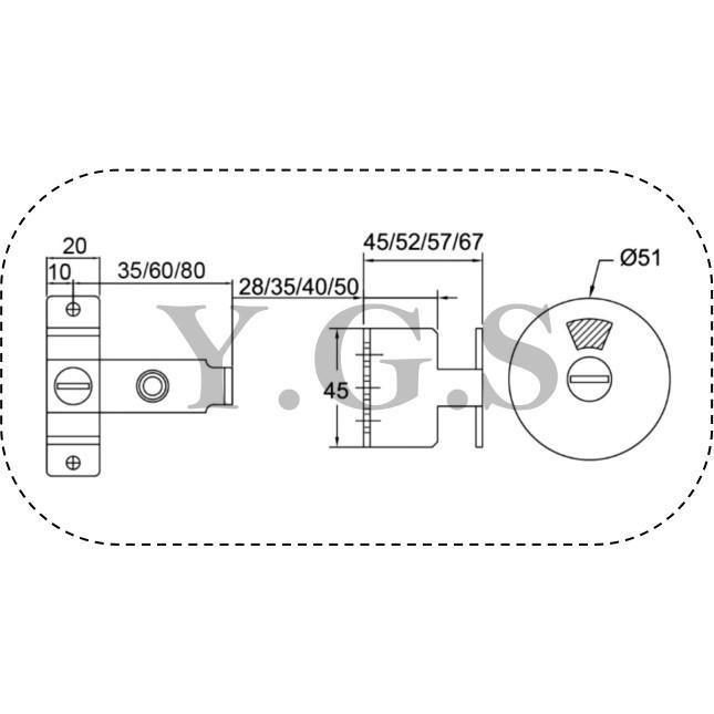 Y.G.S~鎖五金~226L白鐵圓形打掛指示鎖 浴廁表示鎖打掛型-細節圖2