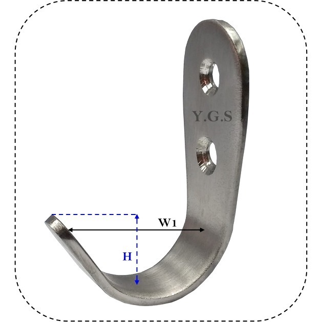 Y.G.S~衣櫃配件五金~白鐵掛勾6號 單勾 掛衣勾 (附螺絲裝飾蓋)-細節圖2