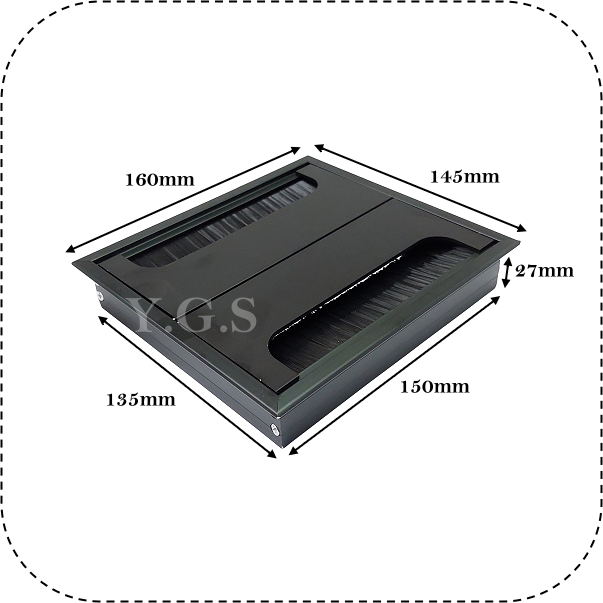 Y.G.S~家具五金~鋁方形附毛刷雙開出線孔 鋁合金穿線盒-細節圖2