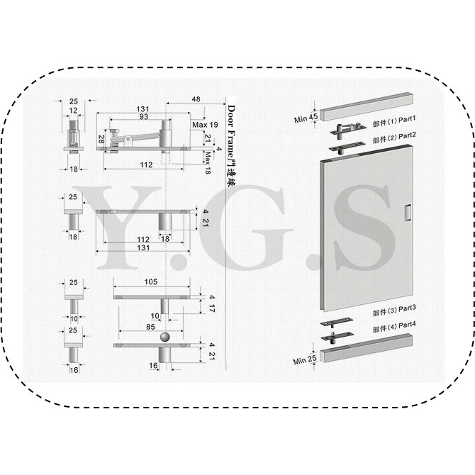 Y.G.S~鉸錬五金~SUS304白鐵上下鉸鍊 天地鉸鏈 360度-細節圖4