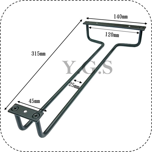 大開口烤黑酒杯架 倒掛杯架 開口12cm 廚房五金-細節圖2