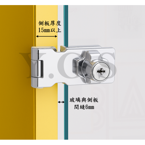 507免挖孔單開玻璃板扣鎖 酒櫃鎖 展示櫃鎖 單開門用 入柱型 玻璃五金-細節圖4