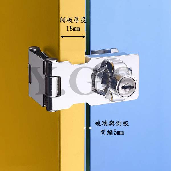 508免挖孔單開玻璃板扣鎖側裝型 酒櫃玻璃鎖 櫥櫃 展示櫃鎖 入柱型 單開門用 玻璃五金-細節圖4