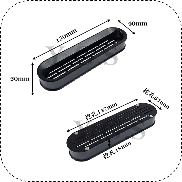 鋁合金通風戶引手 內崁式隱藏拉手 透氣孔把手 櫥櫃 鞋櫃 崁入把手-細節圖2