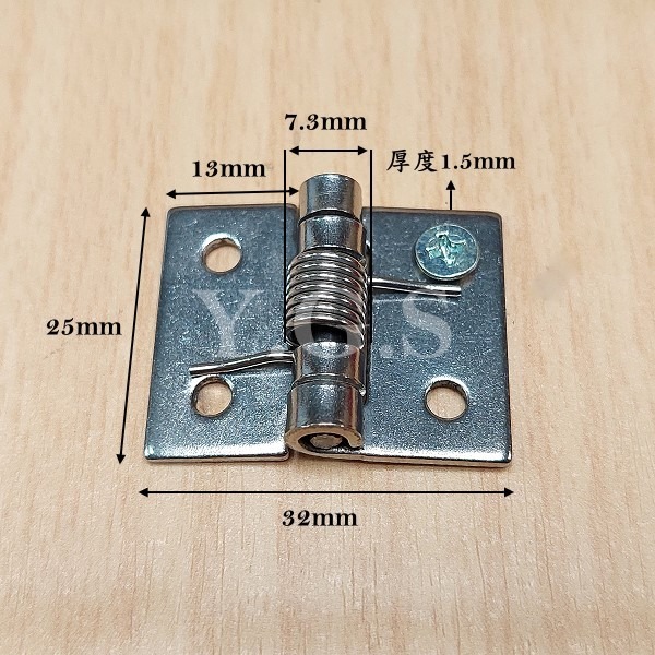 1英吋白鐵帶彈簧小鉸鍊 內裝型 自動回歸鉸鍊 工具箱小鉸鍊 木箱小合頁 自動關門 1片 無附螺絲-細節圖2