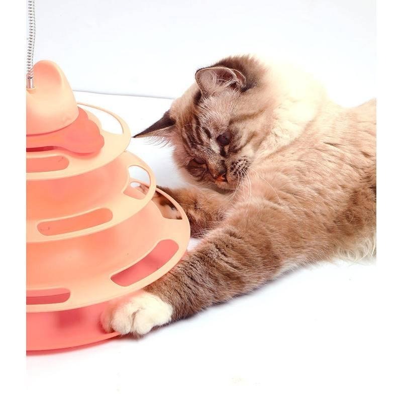 【出清撿便宜】貓咪玩具 軌道遊樂盤逗貓棒 太空塔轉盤 互動玩具 寵物玩具 逗貓棒 貓咪玩具-細節圖4