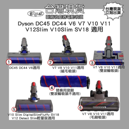 【凱比歐】Dyson 戴森 DC45 V6 V7 V8 V10 V11 SV18 V12 副廠 軟絨毛 電動吸頭 電動