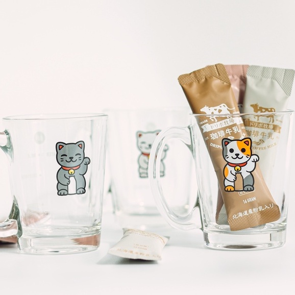 dripo咖啡牛乳系列 貓杯杯+ドリポ牧場沖泡❗專用玻璃杯❗現貨. 量杯 水杯 咖啡杯 茶杯 杯子 玻璃杯-細節圖2