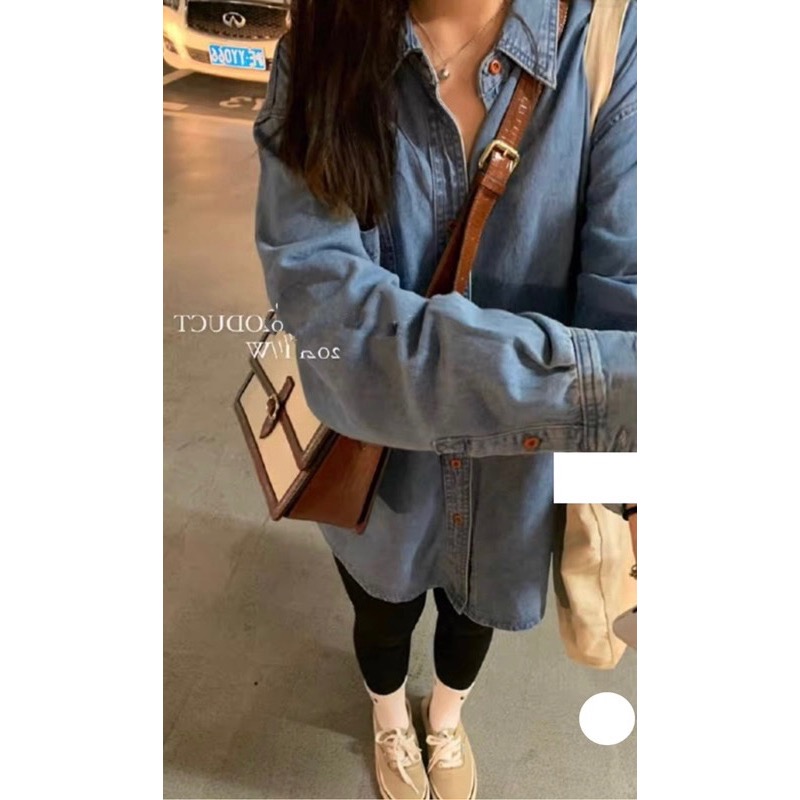 蘿絲車庫：現貨 秋季🍂 文青感男友風牛仔襯衫外套-細節圖4