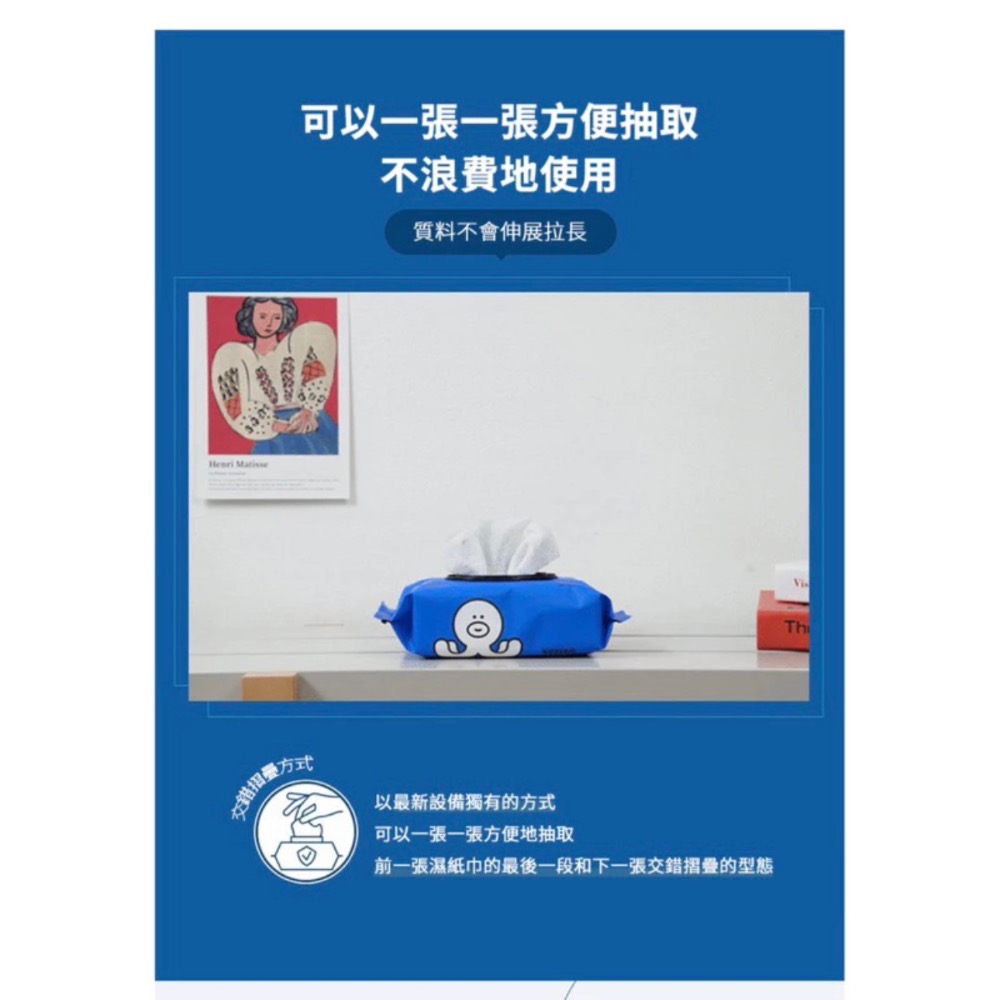 蘿絲車庫：現貨 可愛小章魚圖案 sense 掀蓋式濕紙巾 100抽/10包-細節圖4