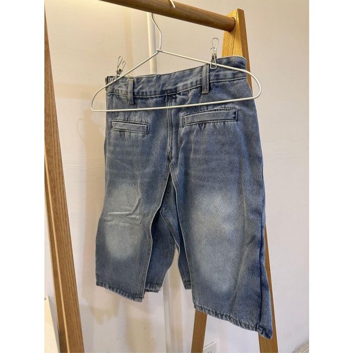 蘿絲車庫：全新 美式復古洗白仿舊 高腰半身裙 牛仔雙層A字裙-細節圖7