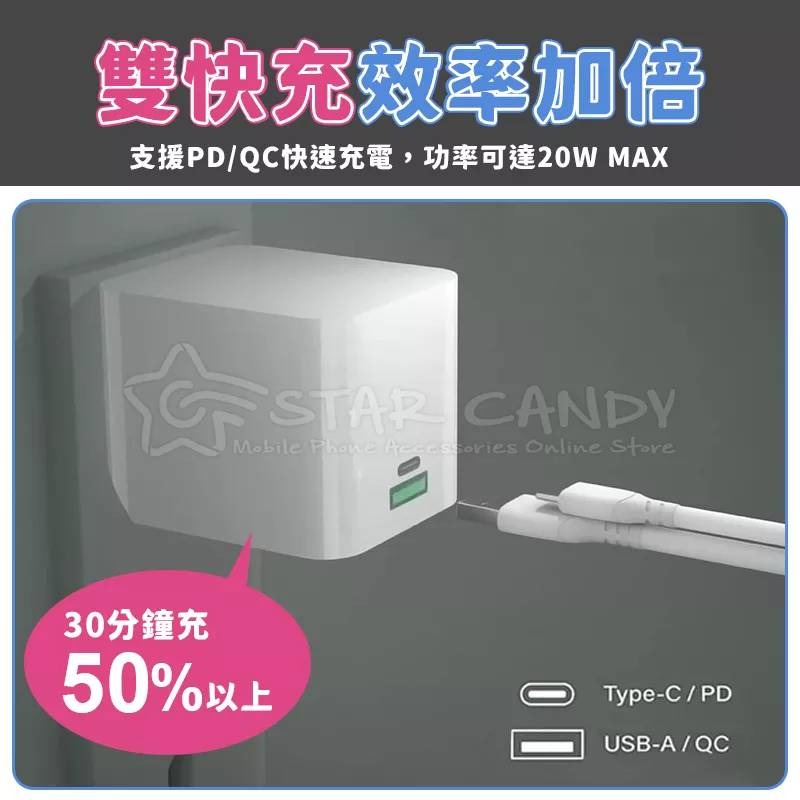 💖樂福科技💖 20W快速充電頭 保固6個月 台灣現貨 充電器 豆腐頭 PD充電頭 PD快充 蘋果充電 安卓 Type-細節圖3