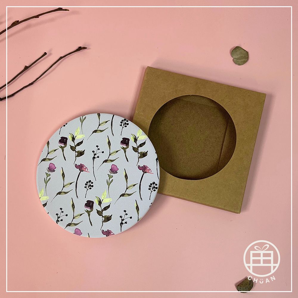 【獨家款-水彩花與葉】花兒 葉子 康乃馨 萬用禮品 陶瓷吸水杯墊 婚禮小物 桌上禮 位上禮 抽獎禮 伴娘禮 交換禮物-細節圖3