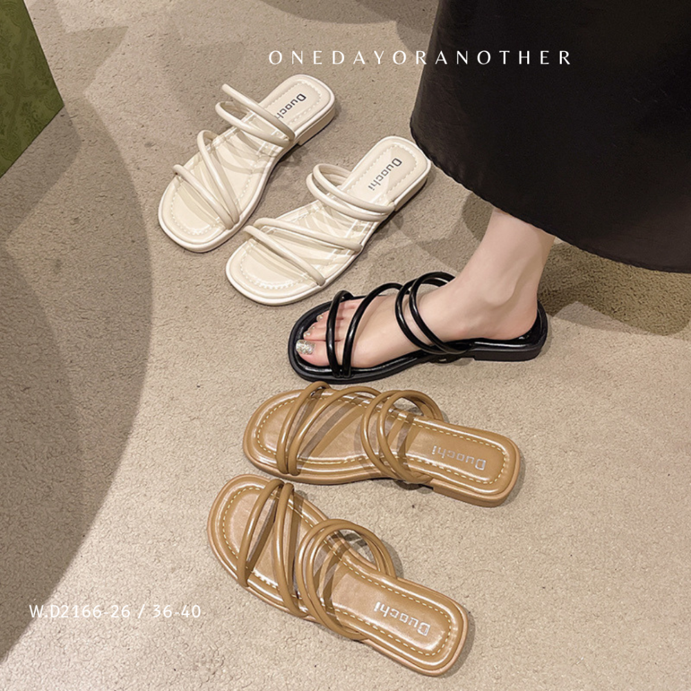 可兩穿♥️兩穿涼拖鞋 羅馬風 皮革皮質 細帶細條 一字涼拖鞋 細帶涼拖鞋 平底涼拖鞋 平底軟底 拖鞋 涼鞋 D2166-細節圖3