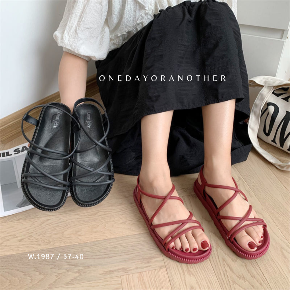 防水涼鞋 整雙防水 交叉細帶涼鞋 羅馬涼鞋女 平底厚底涼鞋 鬆糕學生涼鞋 百搭平底涼鞋 原宿風涼鞋 厚底涼鞋防滑鞋-細節圖2