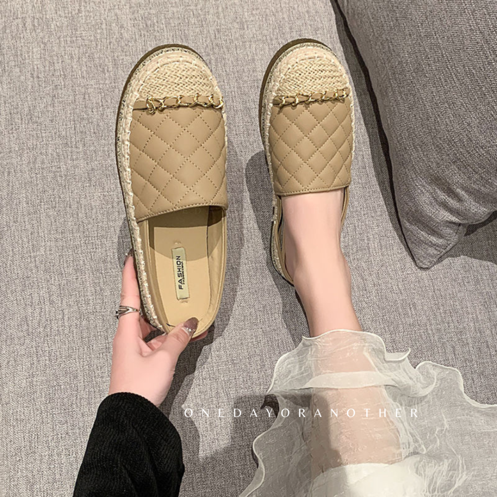 韓國東大門 小白鞋 編織 草編 麻邊 呢子拼色 軟底 久站必備 白鞋 懶人鞋 休閒鞋 平底鞋漁夫鞋 小香風 D281-細節圖4