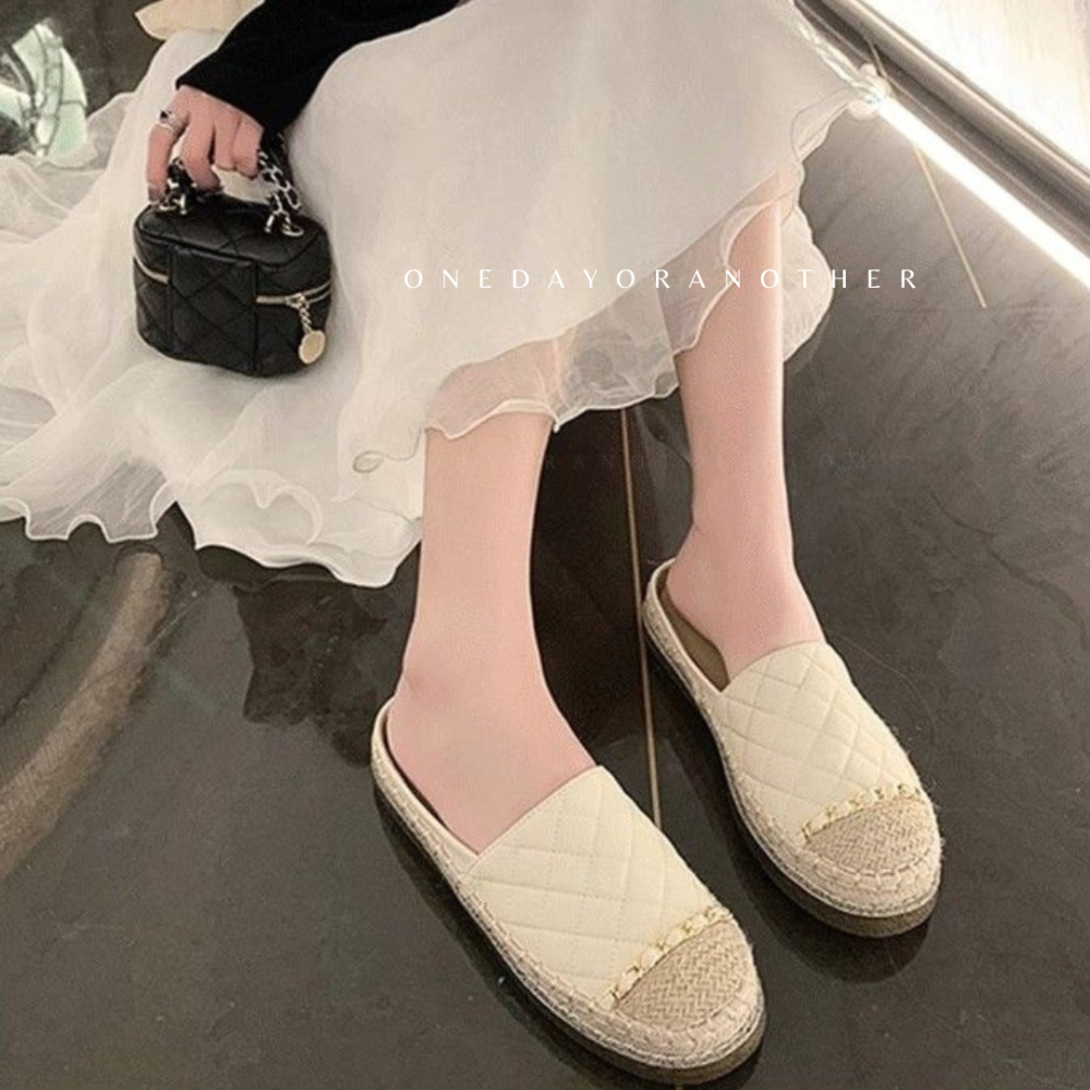 韓國東大門 小白鞋 編織 草編 麻邊 呢子拼色 軟底 久站必備 白鞋 懶人鞋 休閒鞋 平底鞋漁夫鞋 小香風 D281-細節圖5