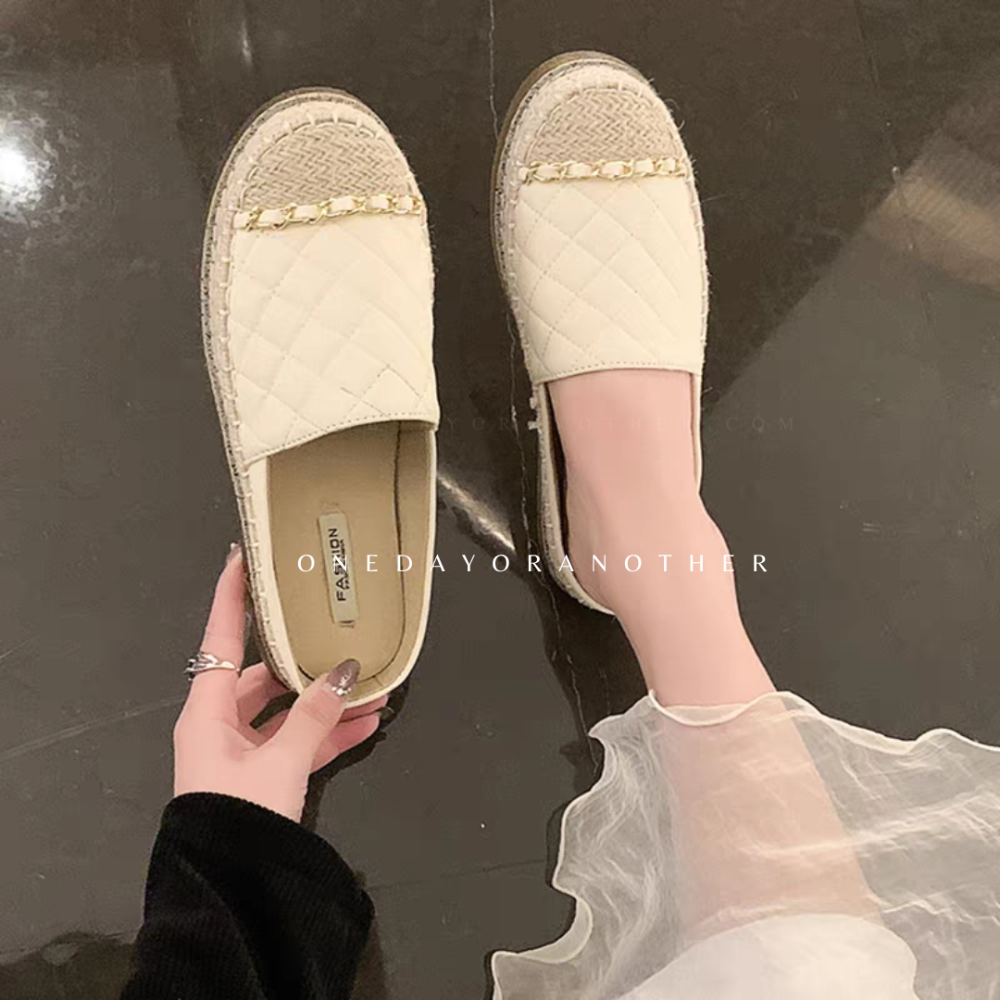 韓國東大門 小白鞋 編織 草編 麻邊 呢子拼色 軟底 久站必備 白鞋 懶人鞋 休閒鞋 平底鞋漁夫鞋 小香風 D281-細節圖6