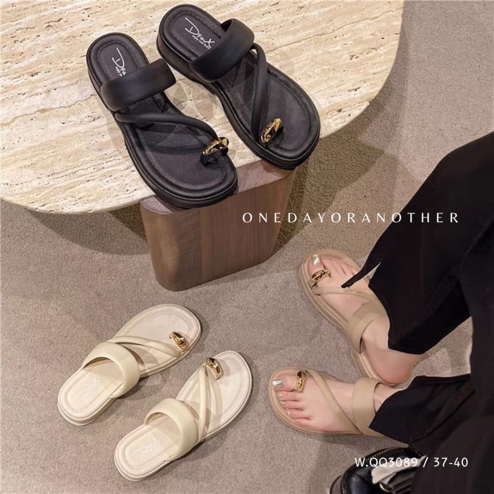 女神必備 防水 細帶線條 斜線 套趾夾趾 一字 編織 沙灘拖 羅馬涼鞋 夾腳拖鞋 平底低跟 涼鞋 QQ3089-細節圖2