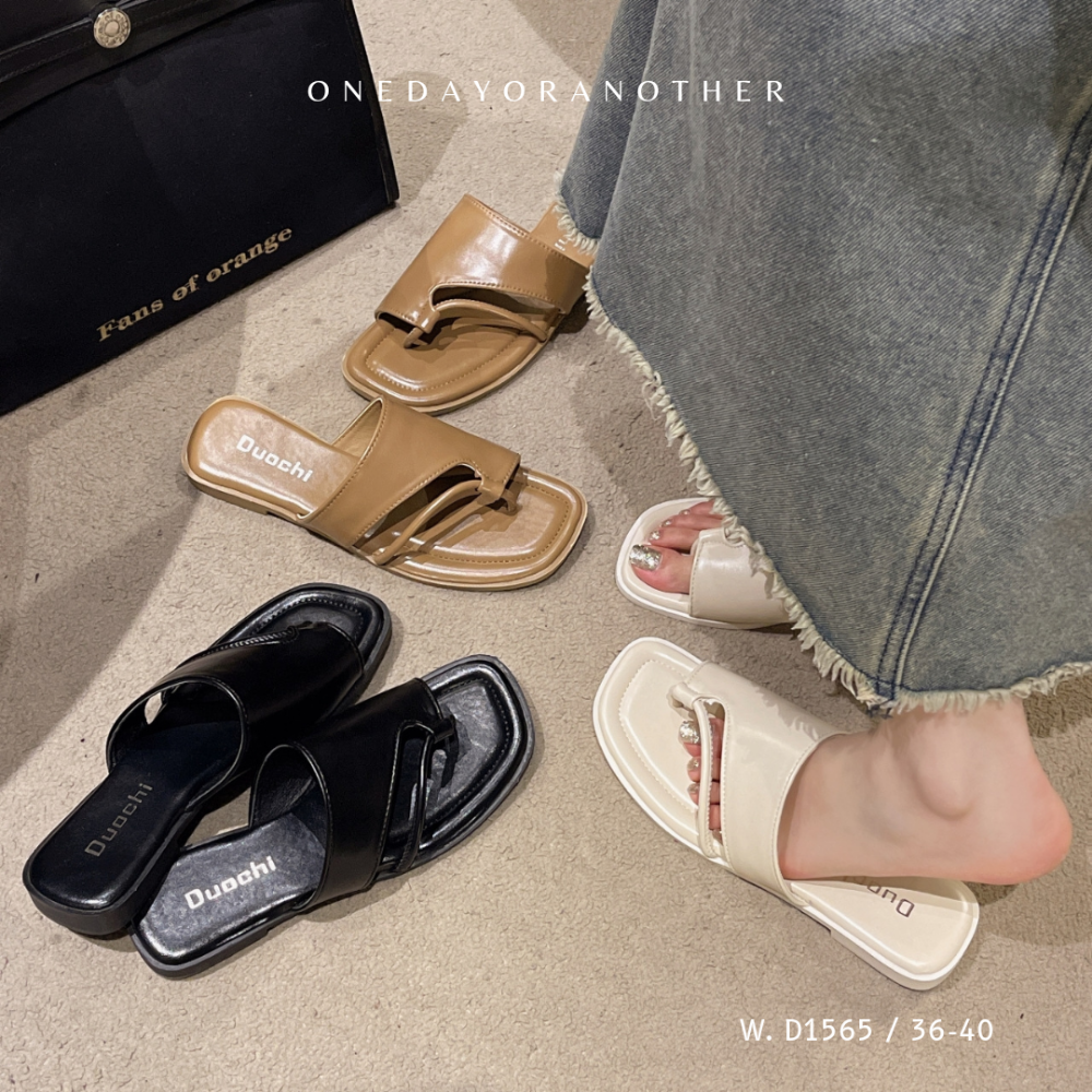 韓國東大門 雙帶 方頭 線條 皮革皮質 軟底 套趾 極簡 一字 細帶 夾腳夾趾 沙灘拖鞋 平底低跟 羅馬 涼鞋D1565-細節圖2