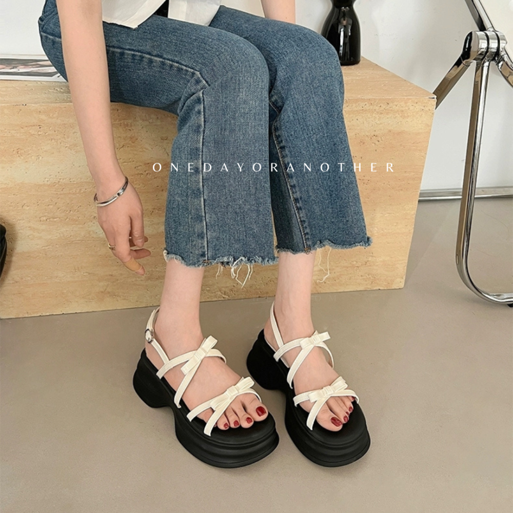 甜美蝴蝶結造型細帶涼鞋 羅馬涼鞋 羅馬鞋 鬆糕厚底涼鞋 交叉涼拖鞋 休閒涼鞋 外穿涼鞋 沙灘鞋 厚底涼鞋 3908-細節圖6