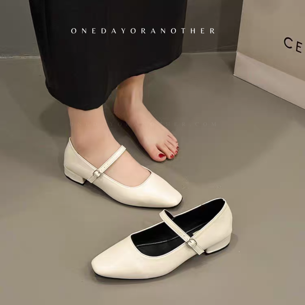 軟皮革瑪莉珍鞋 復古低跟包鞋 粗跟一字扣瑪莉珍鞋 平底低跟鞋 韓版包頭鞋 伴娘鞋 夏日新款淺口單鞋 韓版簡約DD-11-細節圖4