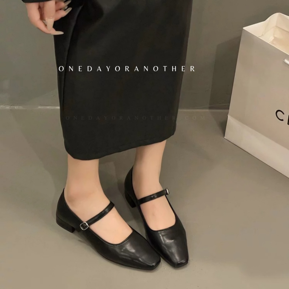 軟皮革瑪莉珍鞋 復古低跟包鞋 粗跟一字扣瑪莉珍鞋 平底低跟鞋 韓版包頭鞋 伴娘鞋 夏日新款淺口單鞋 韓版簡約DD-11-細節圖6
