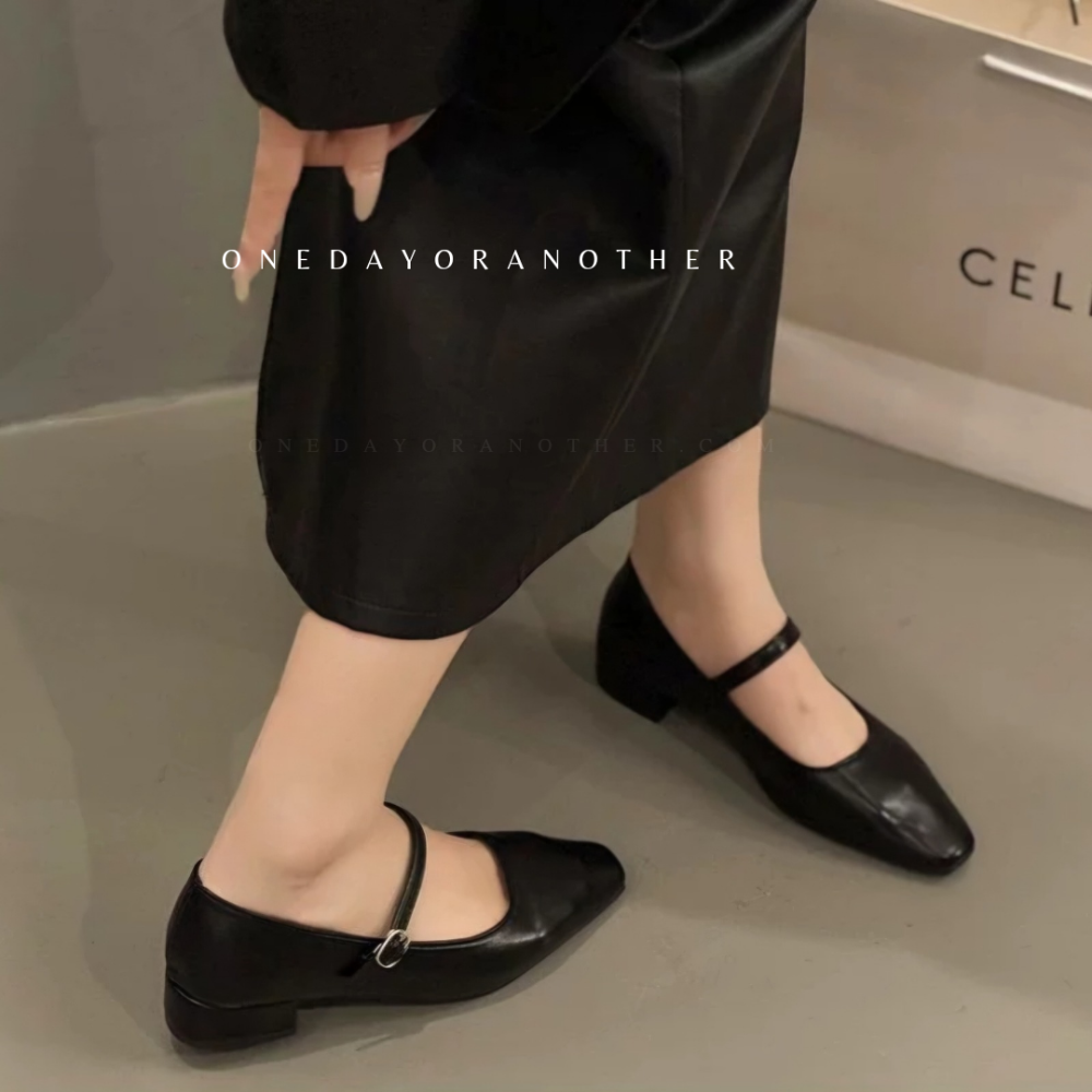 軟皮革瑪莉珍鞋 復古低跟包鞋 粗跟一字扣瑪莉珍鞋 平底低跟鞋 韓版包頭鞋 伴娘鞋 夏日新款淺口單鞋 韓版簡約DD-11-細節圖7