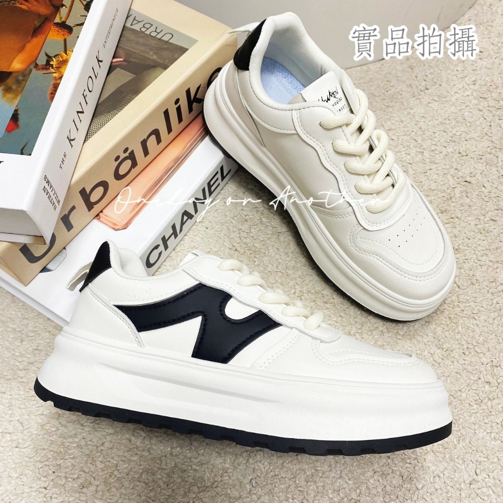 拼色繫帶厚底休閒鞋 運動鞋 原宿風 小白鞋 潮流板鞋 老爹鞋 健走鞋 厚底鞋 增高鞋 懶人鞋 百搭 D701A-細節圖5