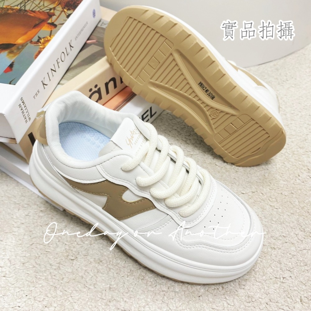 拼色繫帶厚底休閒鞋 運動鞋 原宿風 小白鞋 潮流板鞋 老爹鞋 健走鞋 厚底鞋 增高鞋 懶人鞋 百搭 D701A-細節圖6