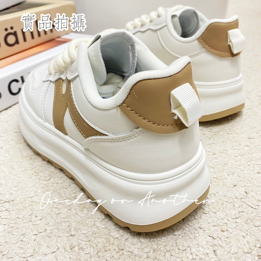 拼色繫帶厚底休閒鞋 運動鞋 原宿風 小白鞋 潮流板鞋 老爹鞋 健走鞋 厚底鞋 增高鞋 懶人鞋 百搭 D701A-細節圖7