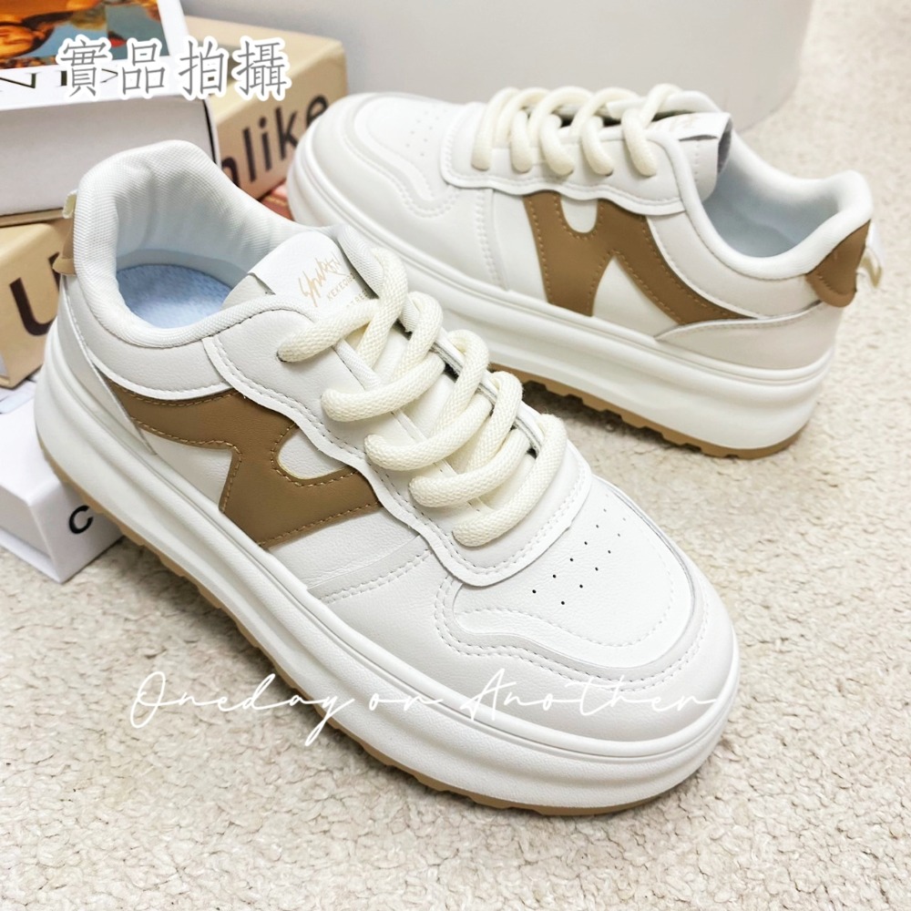 拼色繫帶厚底休閒鞋 運動鞋 原宿風 小白鞋 潮流板鞋 老爹鞋 健走鞋 厚底鞋 增高鞋 懶人鞋 百搭 D701A-細節圖8