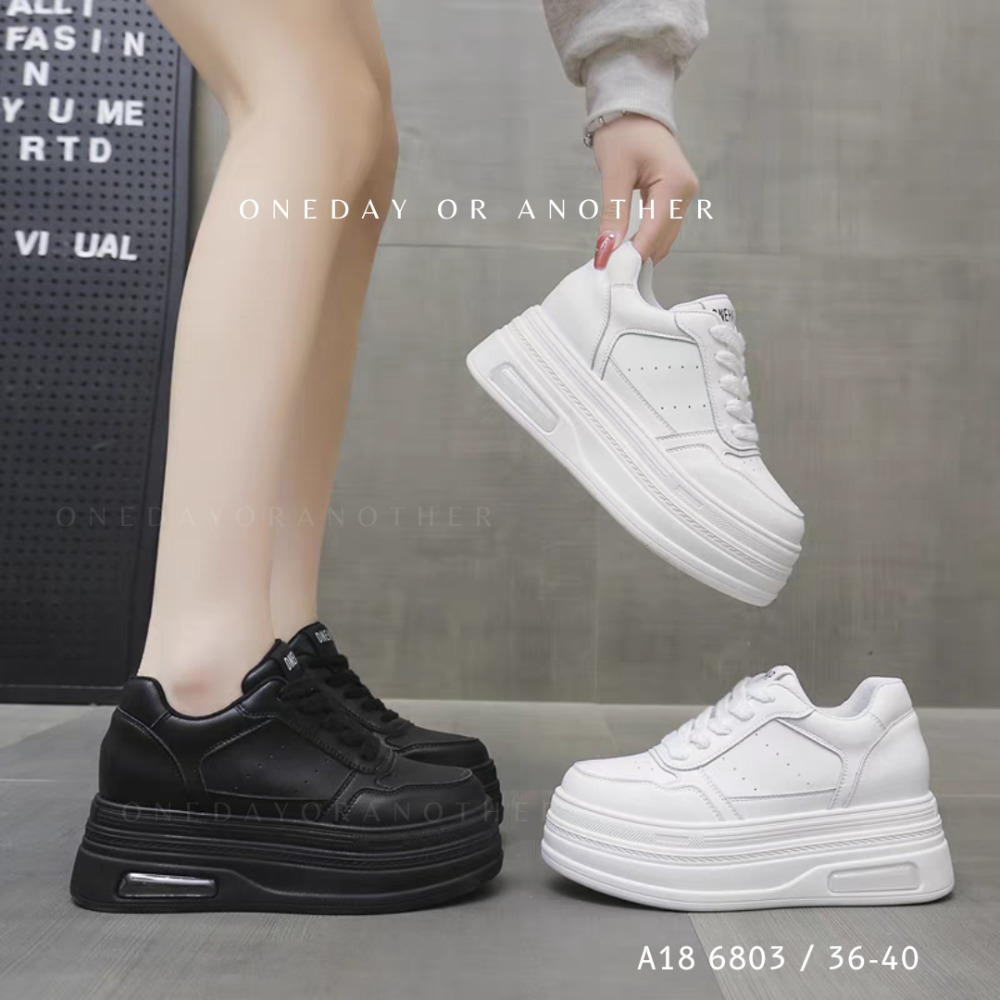 小隻女心機必備♥️厚底小白鞋 休閒鞋 增高鞋 內增高女鞋 鬆糕鞋 厚底小白鞋 防滑 舒適柔軟 增高 厚底 學生鞋6803-細節圖2