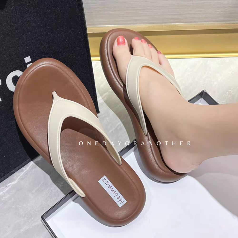 全防水♥️厚底夾腳拖鞋 防水止滑 人字拖 夾腳拖 沙灘鞋 人字拖鞋 女生拖鞋 厚底人字拖 外出拖鞋 人字拖鞋QQ3882-細節圖3