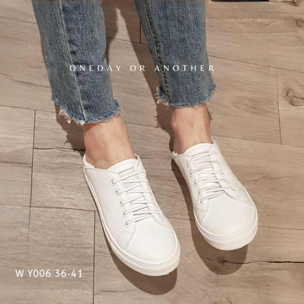 超軟皮♥️後跟可踩素面小白鞋 免綁鞋帶 防潑水 平底休閒鞋 大尺碼 皮革小白鞋 懶人鞋 樂福鞋 休閒鞋 學生鞋 Y006-細節圖2