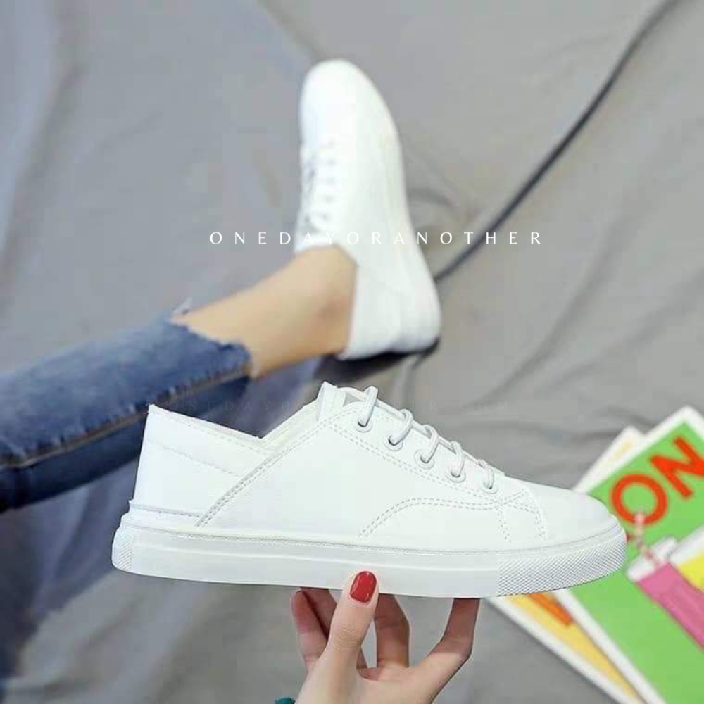超軟皮♥️後跟可踩素面小白鞋 免綁鞋帶 防潑水 平底休閒鞋 大尺碼 皮革小白鞋 懶人鞋 樂福鞋 休閒鞋 學生鞋 Y006-細節圖5