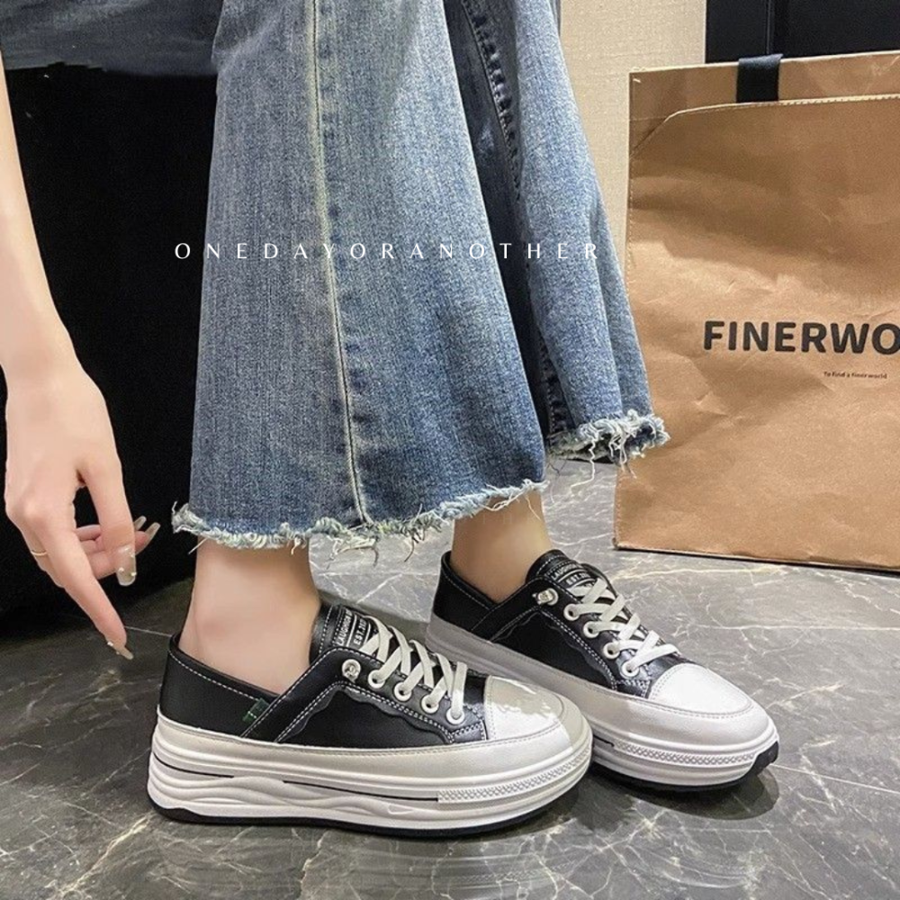 防潑水免綁帶厚底小白鞋 超纖皮革 超柔軟超好穿 舒適透氣 軟皮小白鞋 休閒鞋 平底鞋 白布鞋 懶人鞋AC216-細節圖5