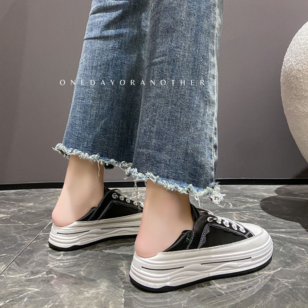 防潑水免綁帶厚底小白鞋 超纖皮革 超柔軟超好穿 舒適透氣 軟皮小白鞋 休閒鞋 平底鞋 白布鞋 懶人鞋AC216-細節圖7