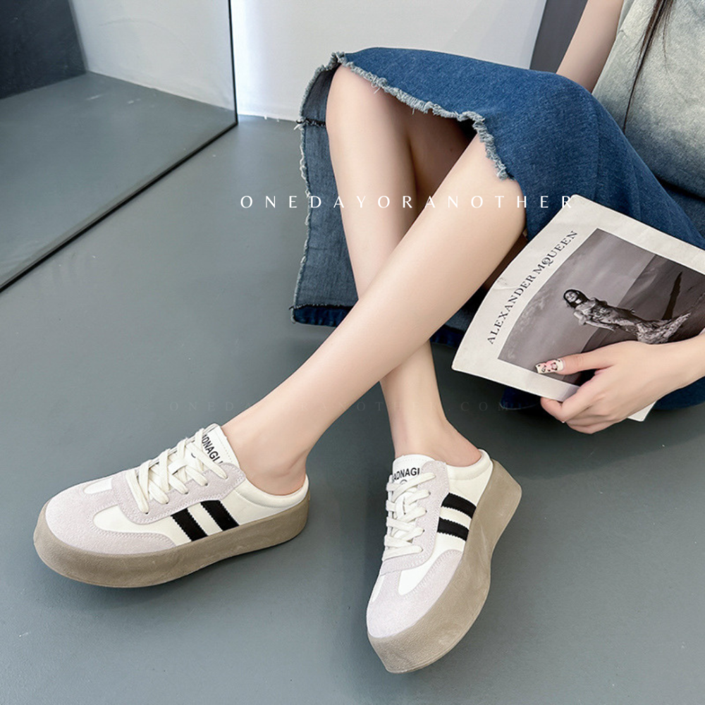 大尺碼36-42 穆勒鞋 餅乾鞋 穆勒德訓鞋 復古鞋 阿甘鞋 軟底 小白鞋 休閒鞋 懶人鞋 半拖 復古百搭D5759-細節圖4