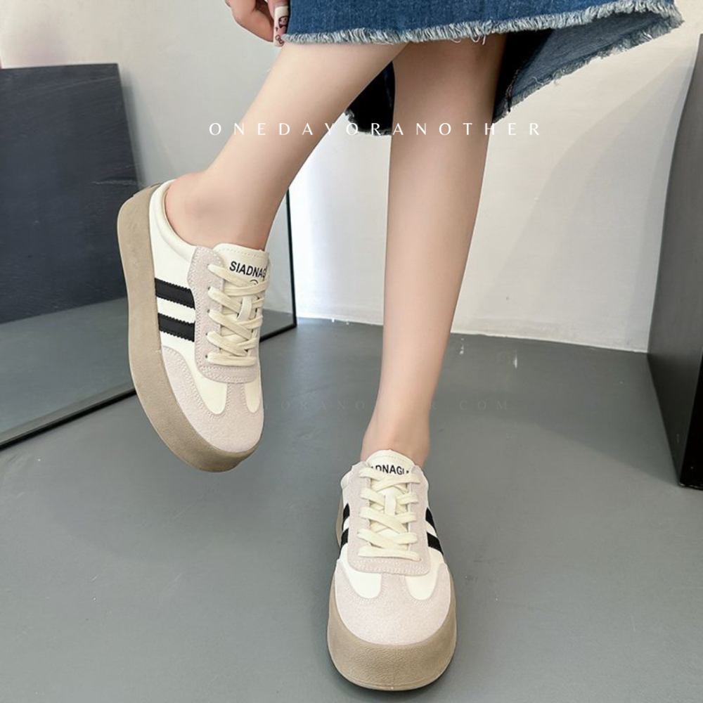 大尺碼36-42 穆勒鞋 餅乾鞋 穆勒德訓鞋 復古鞋 阿甘鞋 軟底 小白鞋 休閒鞋 懶人鞋 半拖 復古百搭D5759-細節圖5