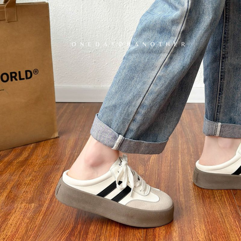 大尺碼36-42 穆勒鞋 餅乾鞋 穆勒德訓鞋 復古鞋 阿甘鞋 軟底 小白鞋 休閒鞋 懶人鞋 半拖 復古百搭D5759-細節圖6