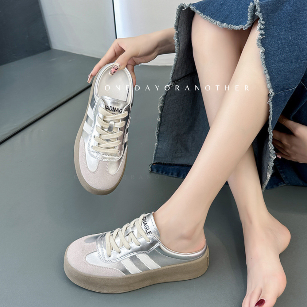 大尺碼36-42 穆勒鞋 餅乾鞋 穆勒德訓鞋 復古鞋 阿甘鞋 軟底 小白鞋 休閒鞋 懶人鞋 半拖 復古百搭D5759-細節圖7