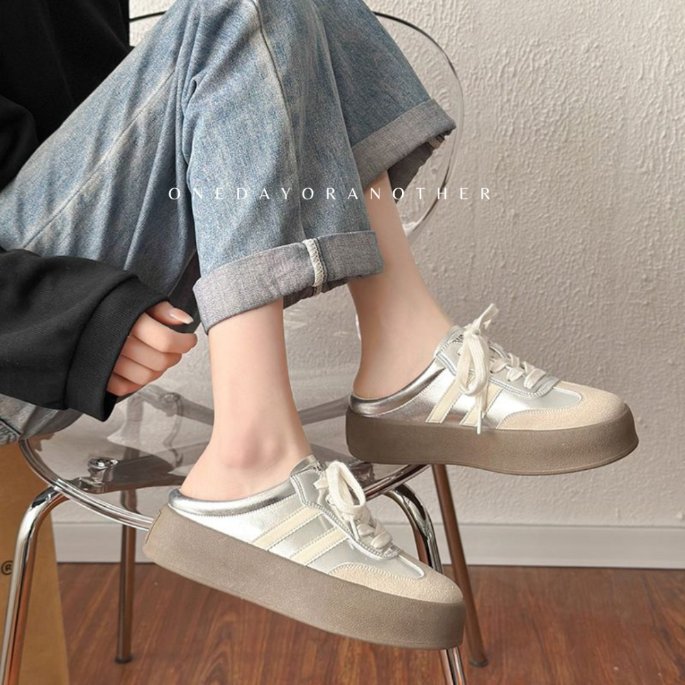 大尺碼36-42 穆勒鞋 餅乾鞋 穆勒德訓鞋 復古鞋 阿甘鞋 軟底 小白鞋 休閒鞋 懶人鞋 半拖 復古百搭D5759-細節圖8