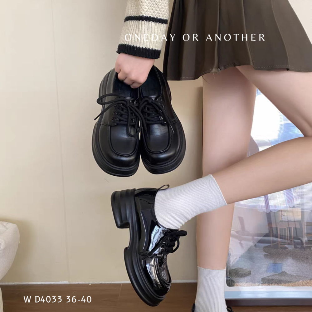 素面厚底高跟小皮鞋 厚底繫帶小皮鞋 厚底綁帶小皮鞋 皮鞋 高跟綁帶皮鞋 高跟皮鞋 英倫風樂福鞋 黑色包鞋 學生D4033-細節圖2