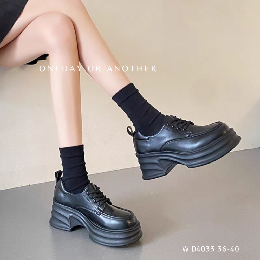 素面厚底高跟小皮鞋 厚底繫帶小皮鞋 厚底綁帶小皮鞋 皮鞋 高跟綁帶皮鞋 高跟皮鞋 英倫風樂福鞋 黑色包鞋 學生D4033-細節圖5
