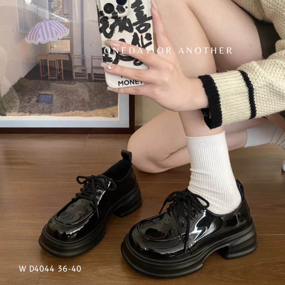 素面厚底高跟小皮鞋 厚底繫帶小皮鞋 厚底綁帶小皮鞋 皮鞋 高跟綁帶皮鞋 高跟皮鞋 英倫風樂福鞋 黑色包鞋 學生D4033-細節圖7