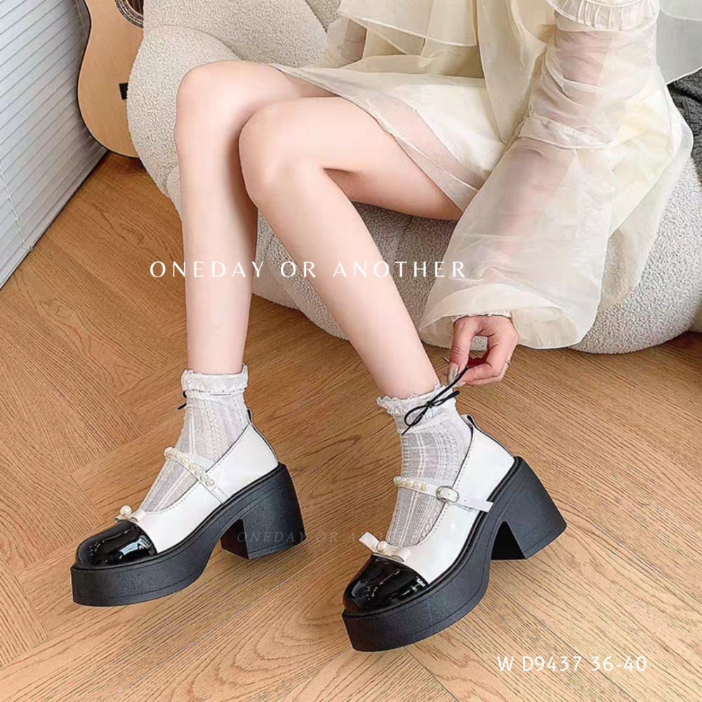 復古圓頭蝴蝶結珍珠厚底粗跟小皮鞋 瑪麗珍鞋 包鞋 厚底鞋 鬆糕底 防滑鞋底 紳士鞋 樂福鞋 英倫鞋 小皮鞋 D9437-細節圖2