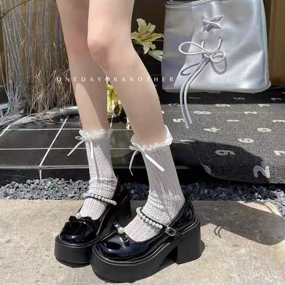 復古圓頭蝴蝶結珍珠厚底粗跟小皮鞋 瑪麗珍鞋 包鞋 厚底鞋 鬆糕底 防滑鞋底 紳士鞋 樂福鞋 英倫鞋 小皮鞋 D9437-細節圖9