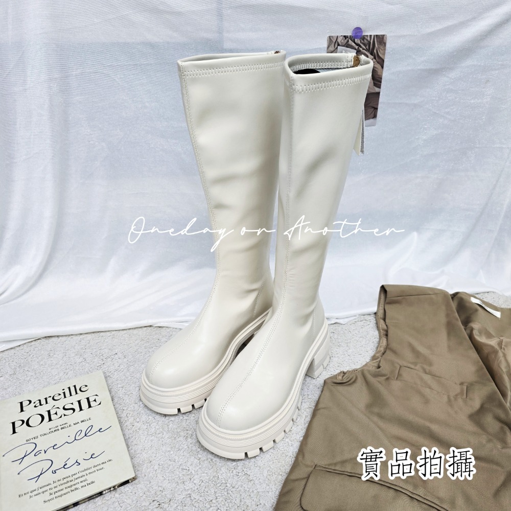 素面皮革後拉鍊厚底長靴 不過膝長靴 女靴 粗跟靴 韓版騎士靴 厚底靴 切爾西靴 靴子 長筒靴 騎士靴 瘦瘦靴 6202-規格圖9