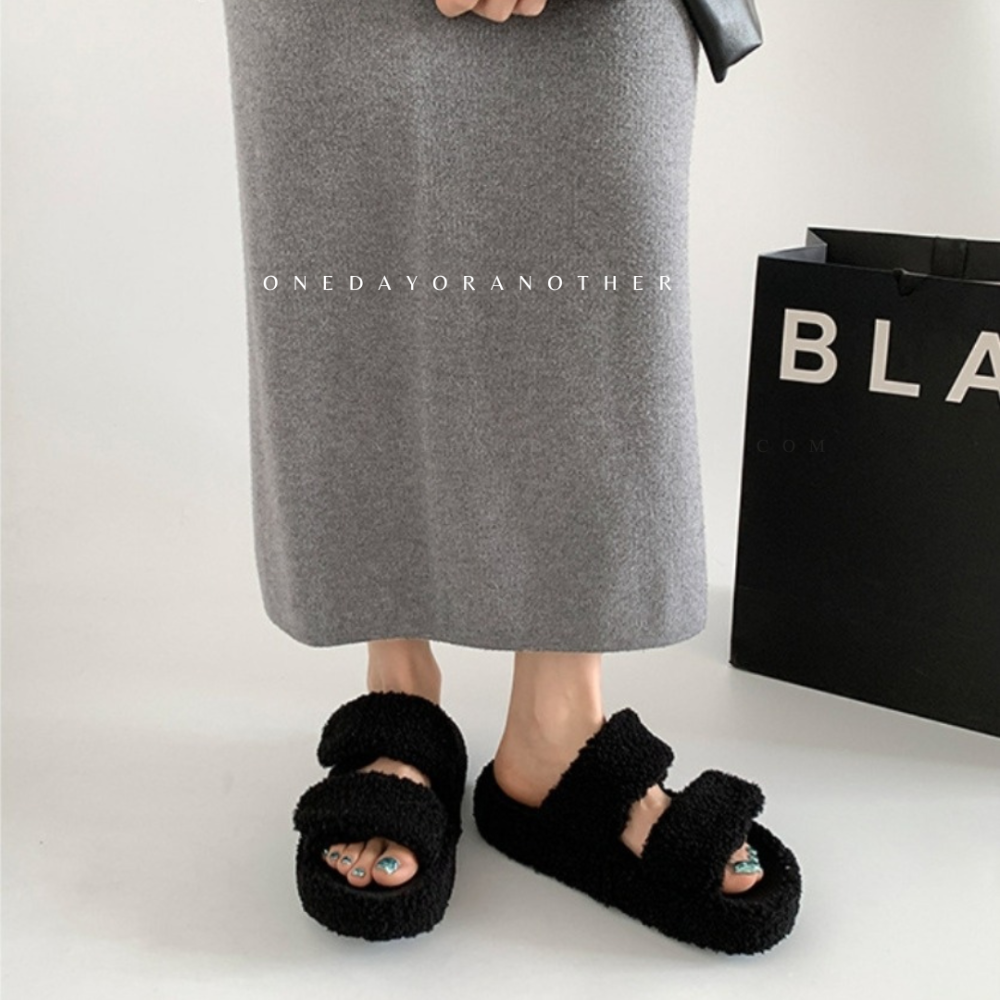 韓國東大門 羊羔毛魔鬼氈拖鞋 毛毛拖鞋 保暖拖鞋 居家拖鞋 室內拖鞋 外穿拖鞋 加厚 毛絨鞋 厚底 冬天拖鞋 301-7-細節圖3